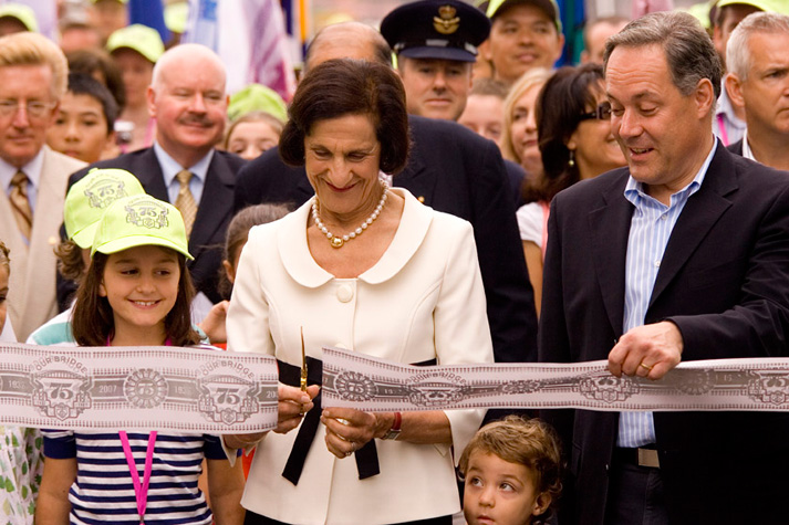 Cutting the ribbon, Sydney Harbour Bridge, 75th Anniversary
